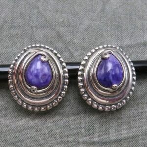 Rare !! Carolyn Pollack Sterling Silver and Amethyst Purple Earrings